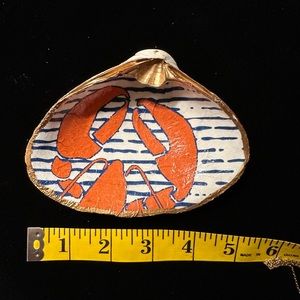 Hand crafted, decopauged Block Island clam shell with cute crab print